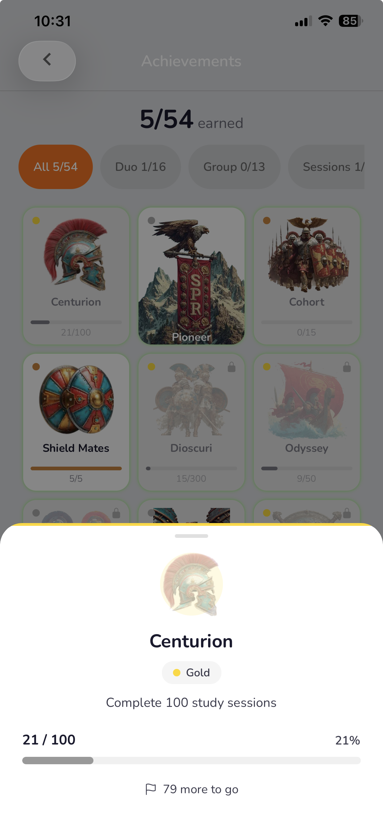 Achievement progress